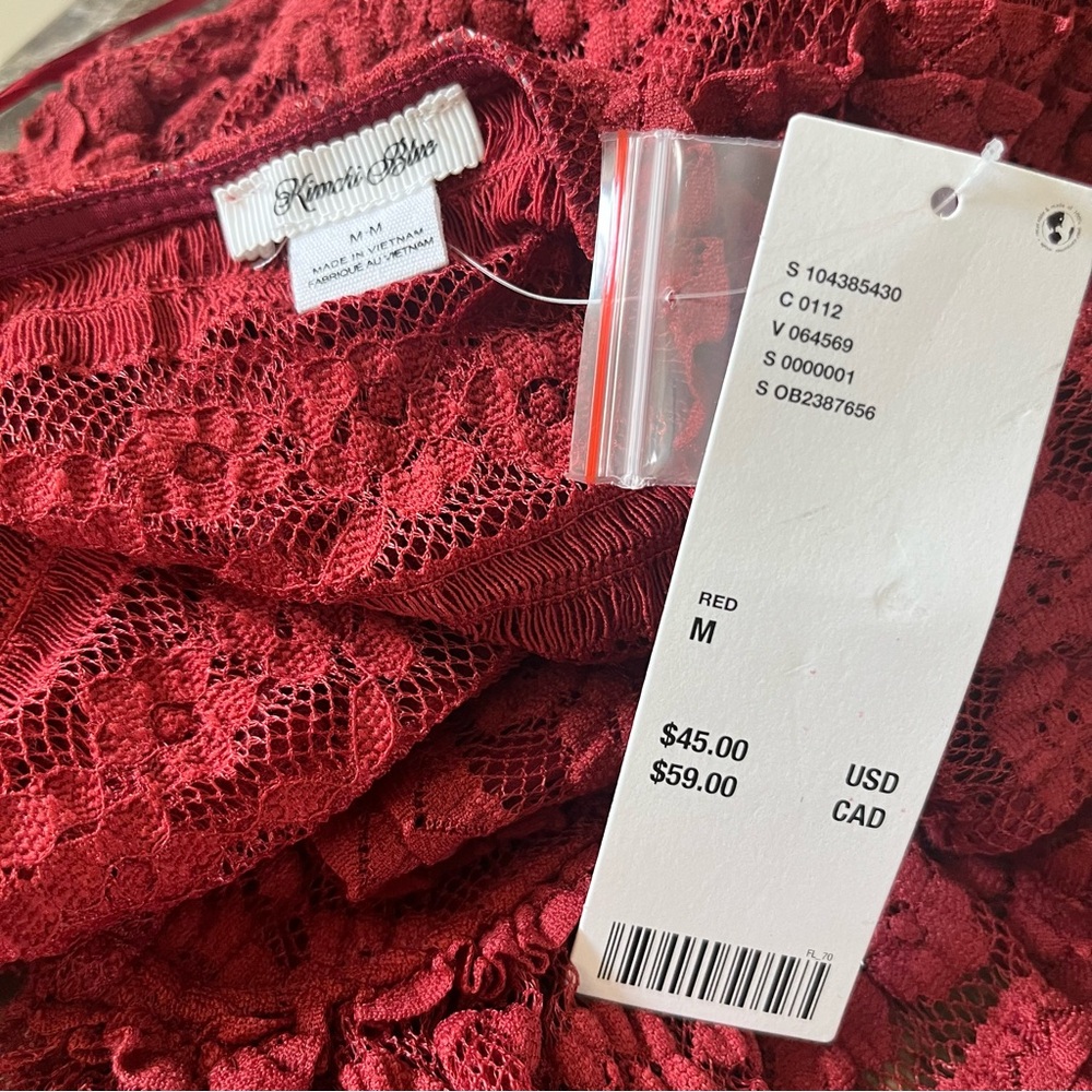 NWT Urban Outfitters Kimchi Blue Amara Ruffle Lace Button-Front Tank Top in Red - Picture 8 of 8